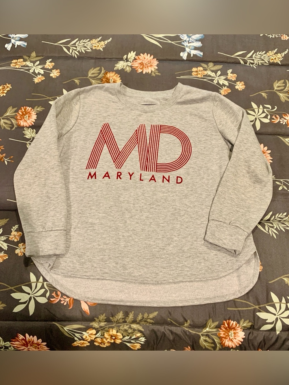 Maryland MD Red Grey State of Mine Crewneck Sweatshirt *read size description*